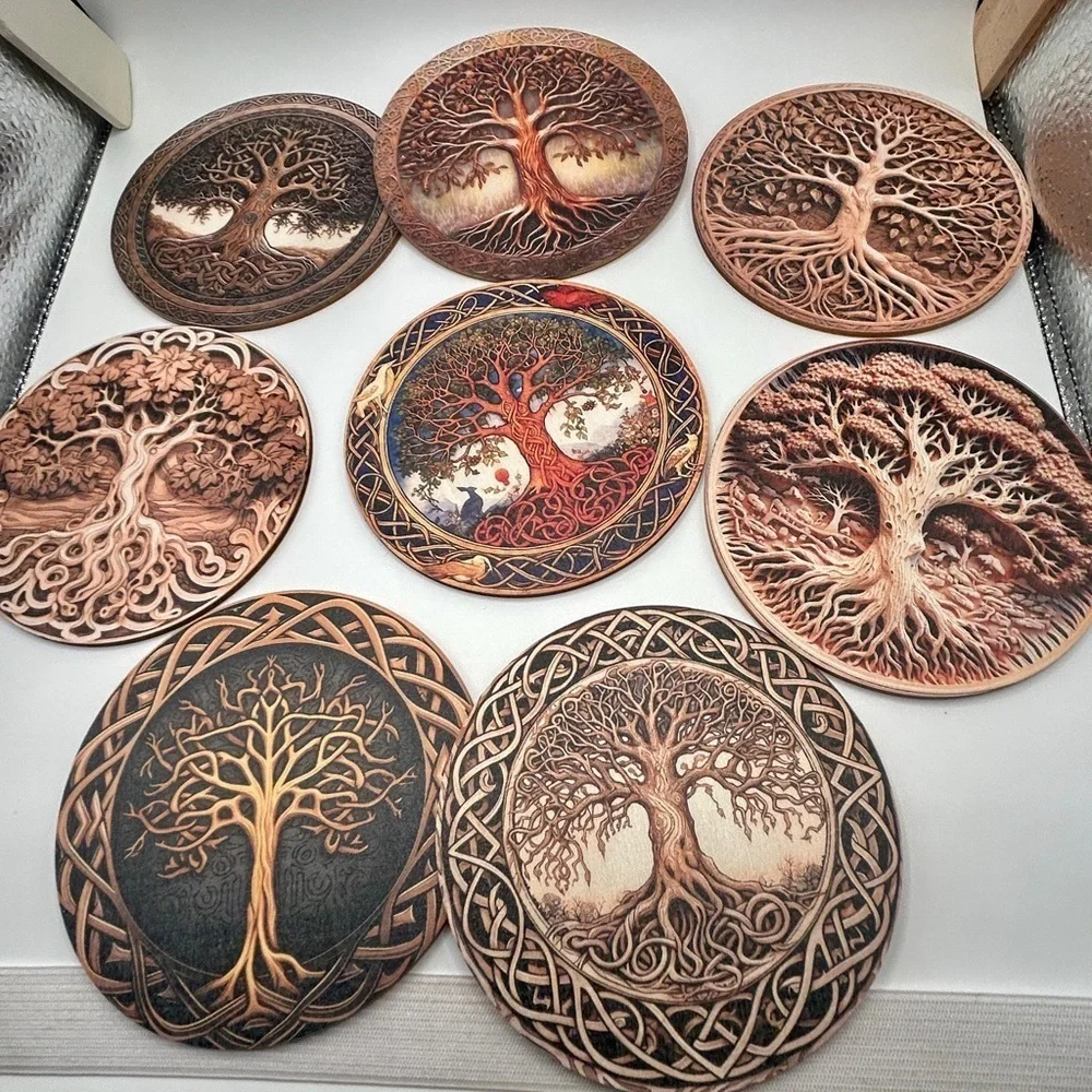 8 Set Coasters Artisan Tree of Life​​​​​​